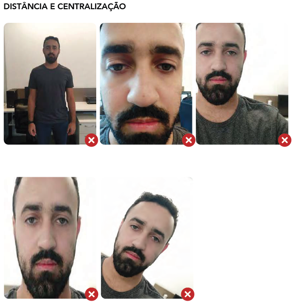 iDFace - Exemplo de fotos incorretas por distância e centralização Exemplo de fotos incorretas por distância e centralização